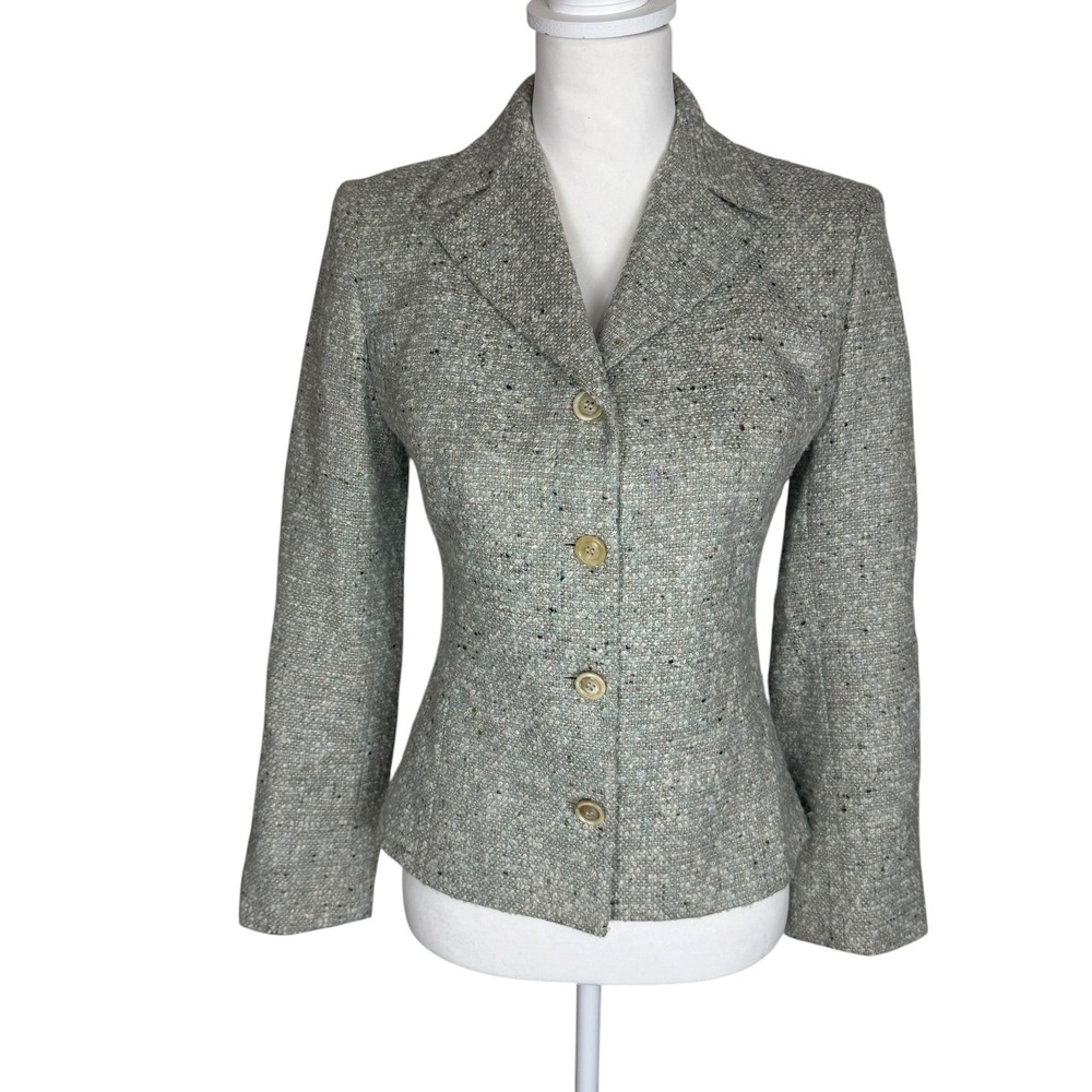 Piazza Sempione Grey Wool Alpaca Boucle Tweed Blazer Jacket Italy IT 40 US 4